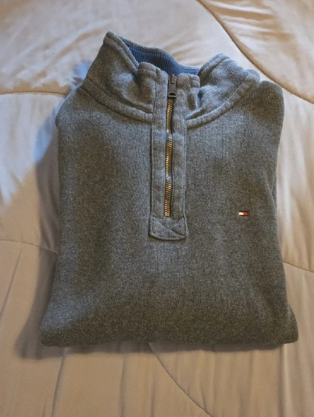 Tommy Hilfiger Men’s Heather Gray Half-Zip Pullover Sweater